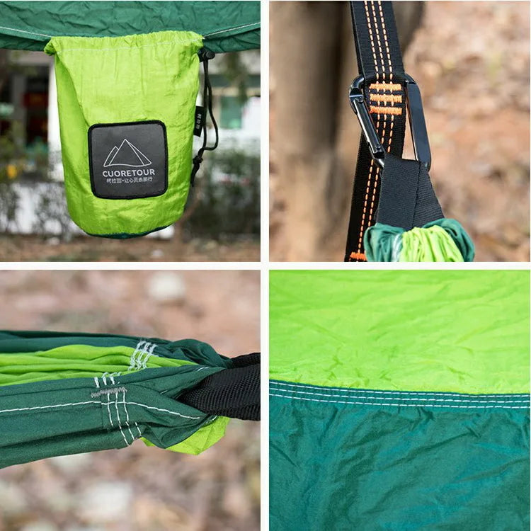 Rede Compacta Camping e Trekking + Mosquetão e Fita
