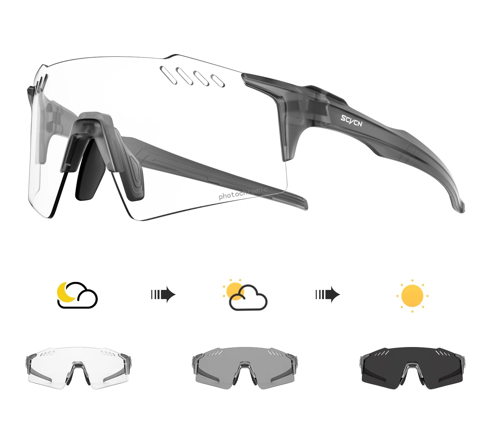 Óculos Esportivo Fotocrômico Proteção UV400 Cloph